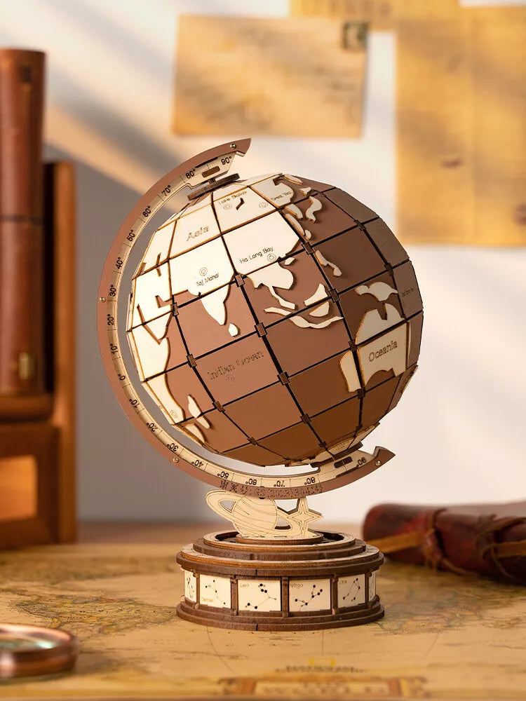 ZapTrends Premium 3D Wooden Globe | Elegant Home Decor & Unique Gift | Engaging Puzzle for kids/adults