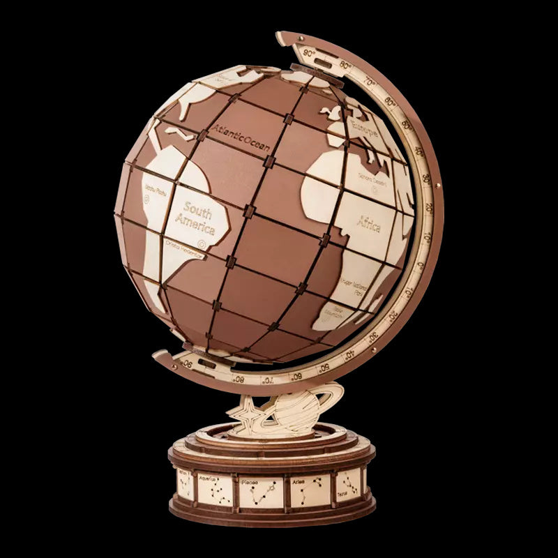 ZapTrends Premium 3D Wooden Globe | Elegant Home Decor & Unique Gift | Engaging Puzzle for kids/adults
