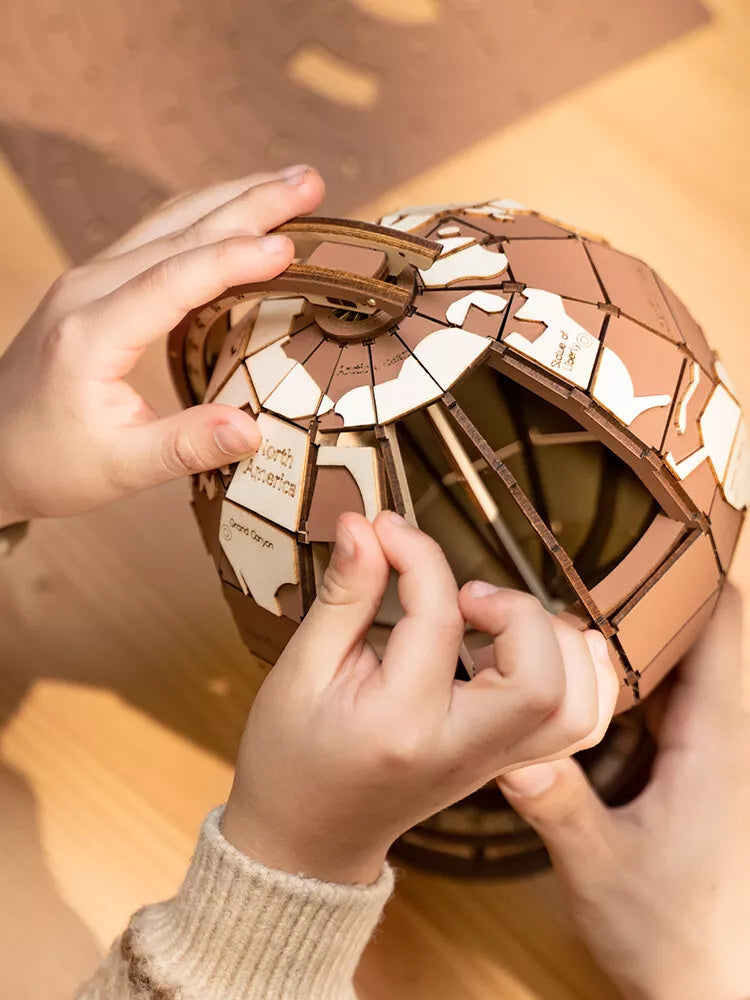 ZapTrends Premium 3D Wooden Globe | Elegant Home Decor & Unique Gift | Engaging Puzzle for kids/adults